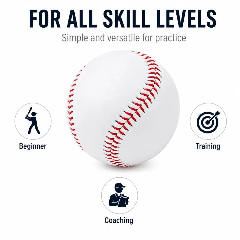 9 Inch Practice Baseball Standard Size Training Ball With Red Stitching Smooth Cover For Batting Catching Indoor Outdoor Play