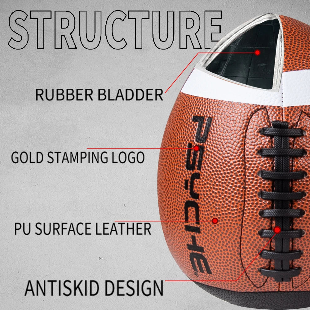 Standard Official Game PU Leather American Football Training Rugby Ball Indoor Outdoor Competition Ball