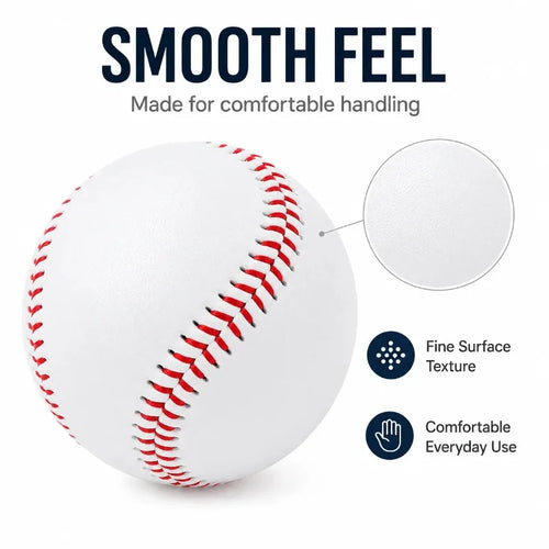 9 Inch Practice Baseball Standard Size Training Ball With Red Stitching Smooth Cover For Batting Catching Indoor Outdoor Play